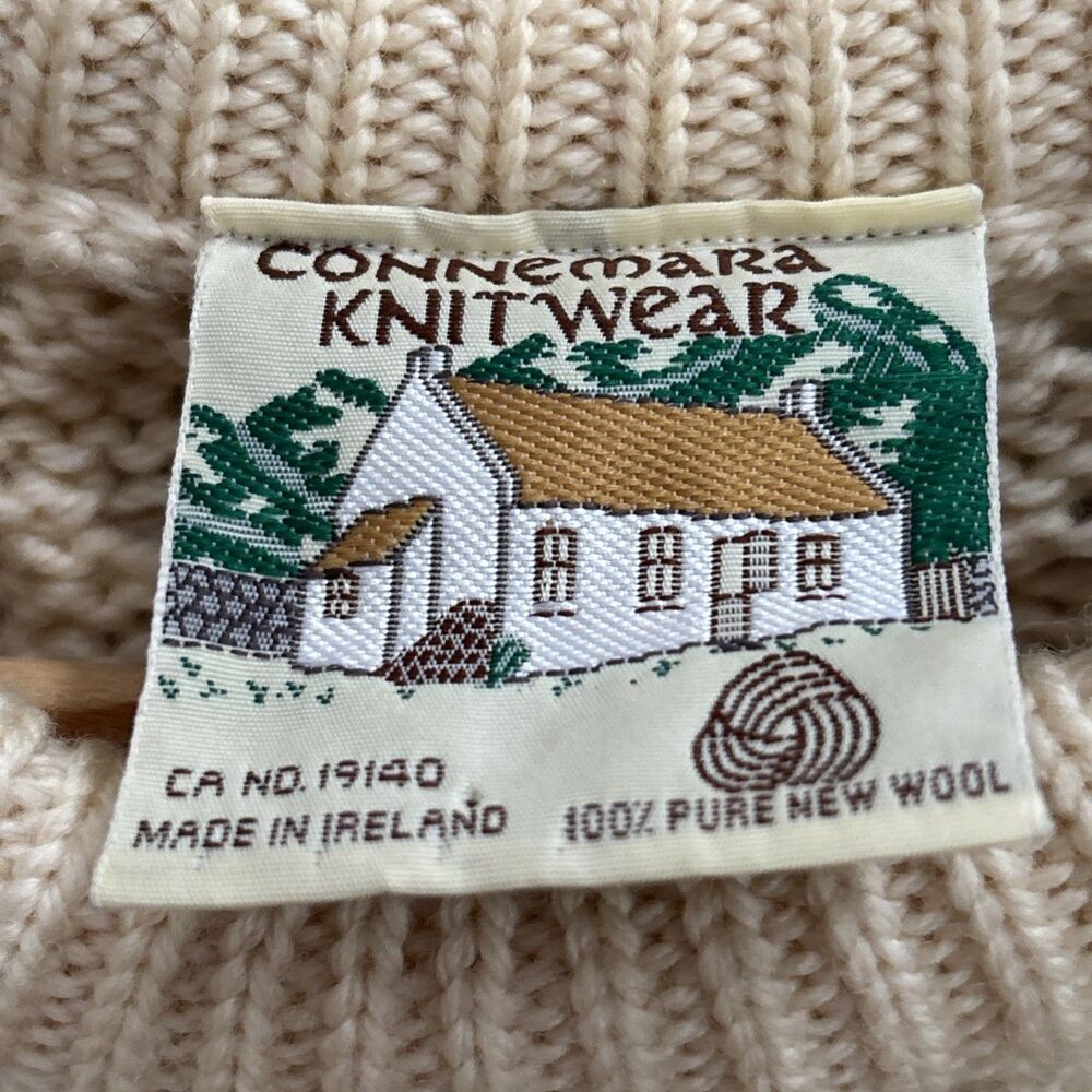 Vintage Irish Wool Handmade Fisherman Y2K 90s 80s Grannycore Sweater - Picture 2 of 5